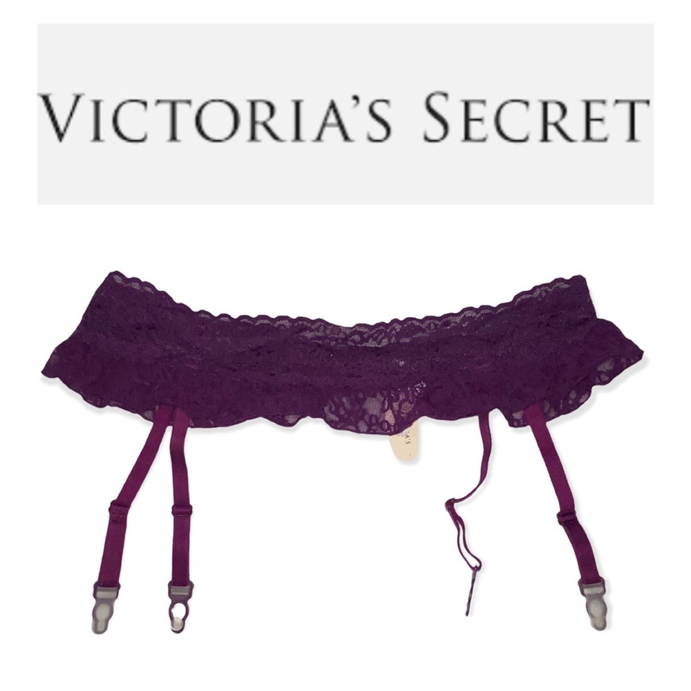 NEW! Victoria’s Secret Purple Floral Lace Garter Belt - Size XS/S